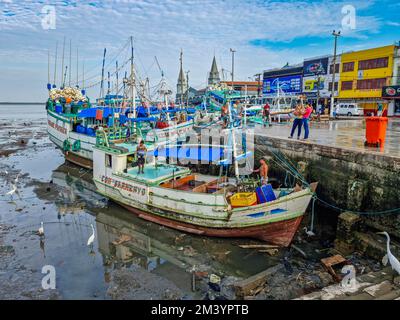 Fischerboote im Marktgebiet von Belem, Brasilien Stockfoto