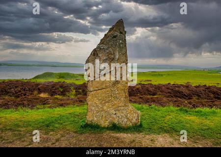 Zum UNESCO-Weltkulturerbe gehörender Steinkreis, Ring of Brodgar, Orkney Islands, Vereinigtes Königreich Stockfoto