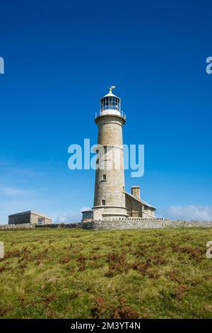 Leuchtturm auf der Insel Lundy, Bristol Channel, Devon, England, Vereinigtes Königreich Stockfoto