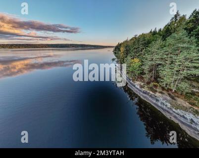 Luftaufnahme auf den Lygnersee in der Nähe von Satila, Schweden Stockfoto