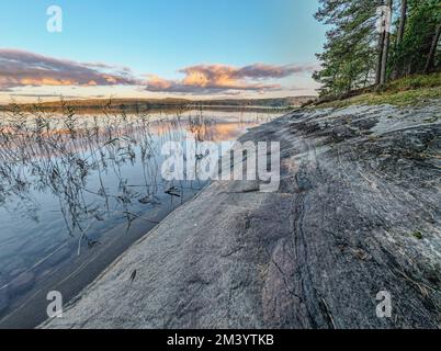 Luftaufnahme auf den Lygnersee in der Nähe von Satila, Schweden Stockfoto