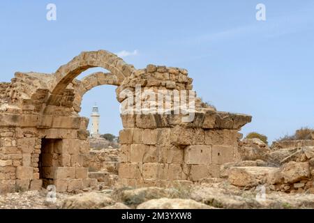 Saranda Kolones im Ausgrabungsgebiet in Pafos, Paphos, Zypern Stockfoto