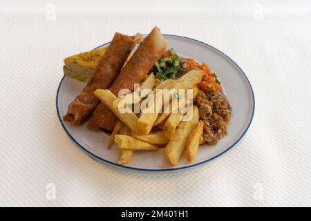 Tunesische Dishe kulinarisches Stillleben. Tunesisches Sortiment Stockfoto