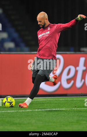 Neapel, Italien. 17.. Dezember 2022. Pepe Reina, Spieler von Villareal, während eines Freundschaftsspiels zwischen Neapel und Villareal Endergebnis, Napoli 2, Villareal 3. Spiel im stadion diego armando maradona. Neapel, Italien, 17. Dezember 2022. (Foto: Vincenzo Izzo/Sipa USA) Guthaben: SIPA USA/Alamy Live News Stockfoto