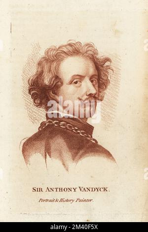 Sir Anthony van Dyck, flämischer Porträt- und Geschichtsmaler, 1599-1641. Prägung mit Kupferstiftgrafien aus Francis Fitzgeralds The Artist's Repository and Drawing Magazine, Charles Taylor, London, 1785. Stockfoto