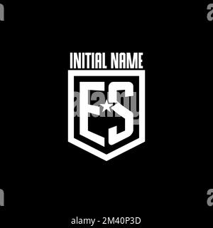 Es-Logo mit Abschirmung und STAR-Design als Inspiration Stock Vektor