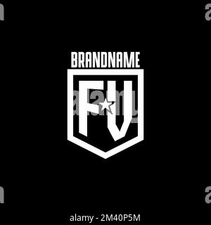 FV Erstmaliges Gaming-Logo mit Abschirmung und Star-Design-Inspiration Stock Vektor