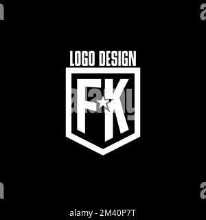 FK Erstmaliges Gaming-Logo mit Abschirmung und Star-Design-Inspiration Stock Vektor