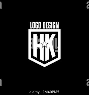 HK Erstmaliges Gaming-Logo mit Abschirmung und Star-Design-Inspiration Stock Vektor