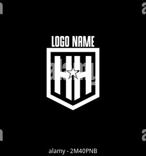 HH Erstmaliges Gaming-Logo mit Abschirmung und Star-Design-Inspiration Stock Vektor