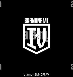 IV ursprüngliches Gaming-Logo mit Abschirmung und Star-Design Stock Vektor