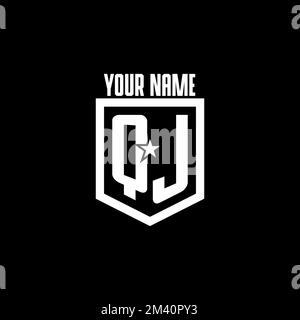 QJ Erstmaliges Gaming-Logo mit Abschirmung und Star-Style-Design als Inspiration Stock Vektor