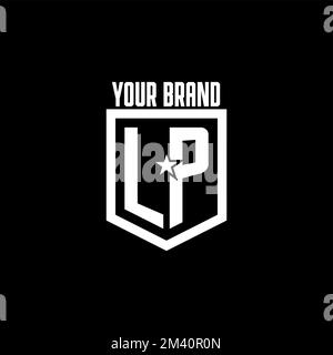 LP-Logo mit Abschirmung und Star-Design als Inspiration Stock Vektor