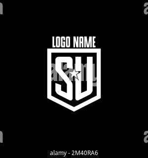 SU Erstmaliges Gaming-Logo mit Abschirmung und Star-Style-Design als Inspiration Stock Vektor