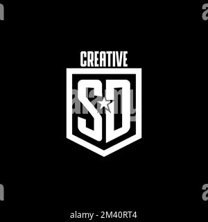 SD Erstmaliges Gaming-Logo mit Abschirmung und Star-Design-Inspiration Stock Vektor