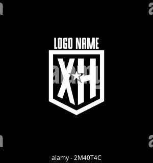 Das neue Gaming-Logo des XH mit Abschirmung und Star-Design wurde inspiriert Stock Vektor