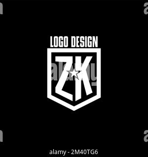 Das erste ZK-Gaming-Logo wurde von einem Shield inspiriert und im Star-Stil entworfen Stock Vektor