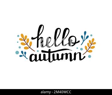 HALLO HERBSTSCHREIBER. Dekorationselement im Herbst. Vektordarstellung im Pudelstil. Stock Vektor