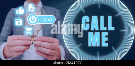 Text mit Inspiration Anruf. Konzeptfoto mit der Bitte um telefonische Kommunikation, um über etwas zu sprechen Stockfoto