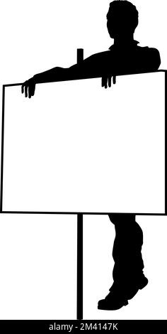 Protestkundgebung Marsch Streikposten Schild Silhouette Person Stock Vektor