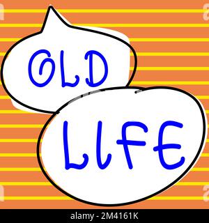 Schild mit der Aufschrift Old Life. Das Geschäft zeigt, wie ich in der Vergangenheit war, bevor eine wichtige Veränderung passierte Stockfoto