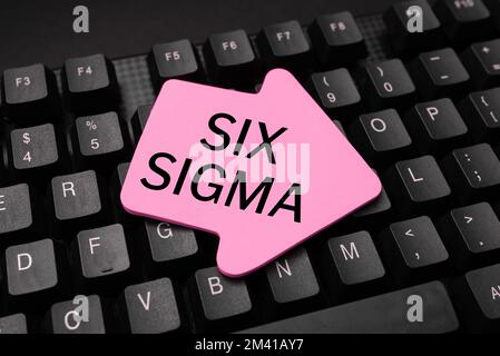 Text mit Inspiration Six Sigma. Managementtechniken für den Geschäftsüberblick zur Verbesserung von Geschäftsprozessen Stockfoto