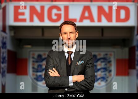 Dateifoto vom 01.-12-2016 von New England Manager Gareth Southgate, der als englischer Manager, die Nachrichtenagentur der PA, weiterbleiben soll. Ausgabedatum: Sonntag, 19. Dezember 2022. Stockfoto