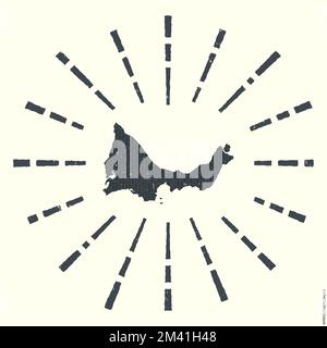 Providenciales-Logo. Grunge Sunburst Poster mit Karte der Insel. Form der Providenciales gefüllt mit Hexadezimalziffern mit Sonnenstrahlen. Stock Vektor