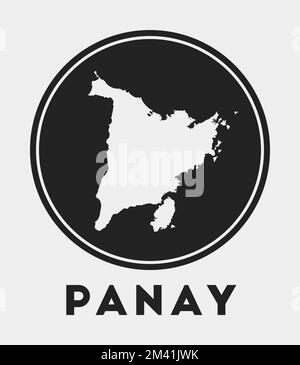 Panay-Symbol. Rundes Logo mit Inselkarte und Titel. Stilvolles Panay-Abzeichen mit Karte. Vektordarstellung. Stock Vektor