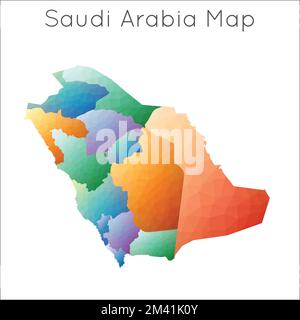 Niedrige Poly-Karte Saudi-Arabiens. Saudi-Arabien geometrische polygonale Karte im Mosaikstil. Stock Vektor