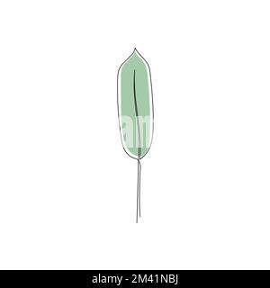 Striche Palmenblätter Art. Eine dekorative Bananenpalme mit durchgehendem Liniendesign. Bearbeitbares einzelnes tropisches Blattelement für Kontur. Darstellung isolierter Vektoren Stock Vektor