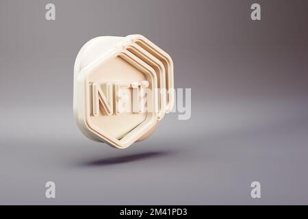 Schöne Illustrationen abstraktes Symbol der NFT-Sammlung auf hellem Hintergrund. 3D-Rendering-Abbildung. Hintergrundmuster für Konstruktion. Stockfoto