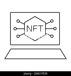 Symbol für NFT-Art-Zeile. Lineares Zeichen für mobiles Konzept und Webdesign. Vektorsymbol für Modellstruktur der Tokenpalette, die nicht fungible ist. Symbol, Logo-Abbildung Stock Vektor