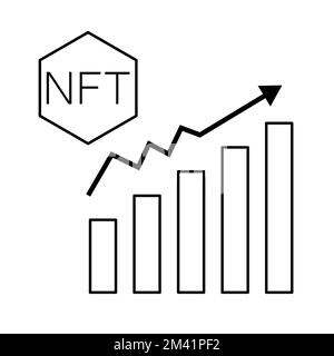 NFT-Münzliniensymbol, eindeutiges Token und Blockchain, nicht fungierbares Token-Vektorsymbol, Vektorgrafiken, bearbeitbares Konturzeichen Stock Vektor