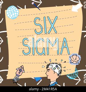 Inspiration mit dem Schild Six Sigma. Konzept bedeutet Managementtechniken zur Verbesserung von Geschäftsprozessen Stockfoto