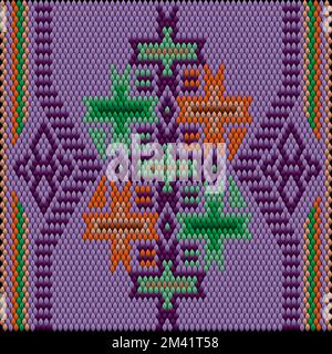 Ornament, Mosaik, ethnisch, Volksmuster. Er ist in hellen, saftigen, perfekt passenden Farben hergestellt. Stock Vektor