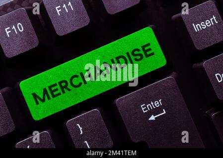 Inspiration mit Werbeartikeln. Unternehmen zeigen die Waren oder Waren, die im Geschäft gekauft und verkauft werden Stockfoto