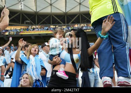 12/18/2022, Lusail Icon Stadium, Doha, QAT, FIFA Weltmeisterschaft 2022, Finale, Argentinien gegen Frankreich, in dem Bild Argentinische Fans auf den Tribünen. Stockfoto