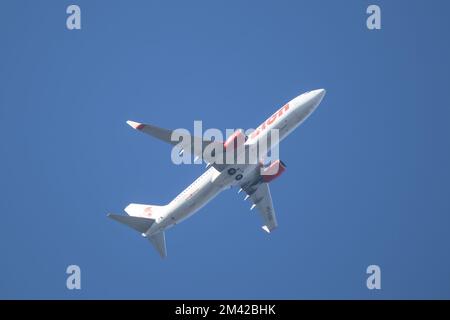 Chiangmai, Thailand - November 16 2022: HS-LUQ Boeing 737-800 der Thai Lionair Airline. Fahren Sie vom Flughafen Chiangmai nach Bangkok. Stockfoto