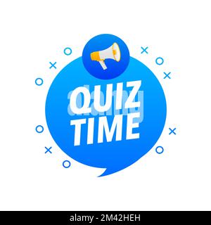 Quiz Time Announcement Megaphone Label (Kurzmitteilung Megafon). Sprechblase des Lautsprechers Stock Vektor