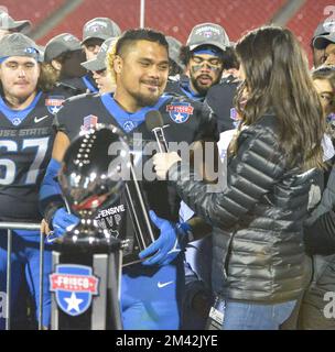 17. Dezember 2022, Frisco, Texas, USA: Boise State Broncos Linebacker EZEKIEL NOA (7) Frisco Bowl 2022 Defensive MVP (Kreditbild: © Gregory Dodds/ZUMA Press Wire) Stockfoto