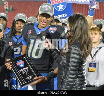 17. Dezember 2022, Frisco, Texas, USA: Boise State Broncos Quarterback TAYLEN GREEN (10) Frisco Bowl 2022 Offensive MVP. (Kreditbild: © Gregory Dodds/ZUMA Press Wire) Stockfoto