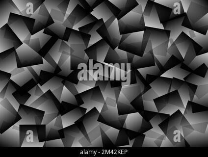 Abstrakter geometrischer Hintergrund in Schwarz und Weiß. Verstreute Papiere. Stockfoto