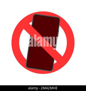Warnschild kein Handy. Kein Tonsignal. Gerätesymbol Stock Vektor