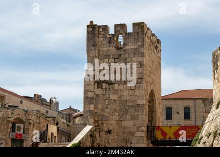 Jerusalem-Israel: 22. April 2022. Museum Tower of David in der Altstadt von Jerusalem. Stockfoto