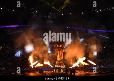 DOHA (KATAR), 12/18/2022 - WELTMEISTERSCHAFT/ARGENTINIEN gegen FRANKREICH - Feuerwerk vor dem Endspiel zwischen den Teams Argentiniens gegen Frankreich für den Titelstreit der Katar 2022/FIFA Weltmeisterschaft, am Sonntag in Lusail Stadium in Doha (18). Foto: Alexandre Brum/AG. Rahmen 31119 (Alexandre Brum/AG. Enquadrar/SPP) Kredit: SPP Sport Press Photo. Alamy Live News Stockfoto