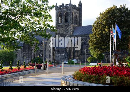 Eine Fassade der Paisley Abbey Pfarrkirche in Paisley, Schottland Stockfoto