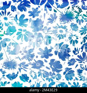 Vintage-Blumenhintergrund. Blaue Muster. Vektordarstellung Stock Vektor