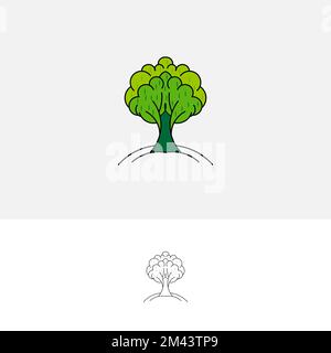 Baumlogo-Design abstrakte Vektorvorlage im negativen Raumstil. Symbol für umweltfreundliches Konzept. Stock Vektor