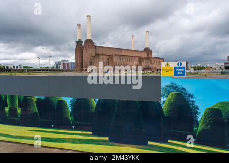 Umzäunung auf der Baustelle Battersea Power Stockfoto